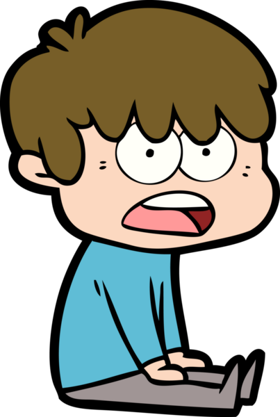 Bir insan tarafından çizilmiş endişeli çizgi film çocuğu.