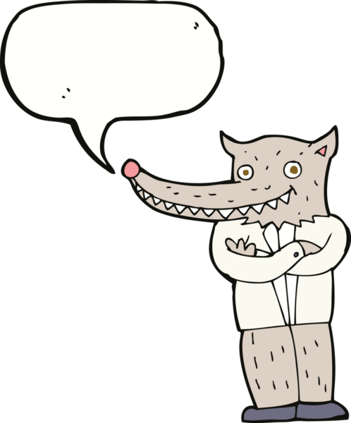 Bir insan tarafından çizilmiş konuşma balonu olan bir kurt adam.