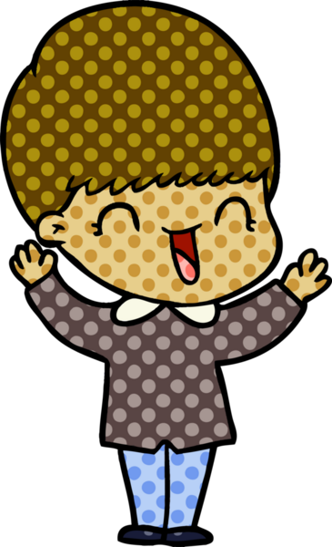 Bir insan tarafından çizilmiş mutlu çizgi film çocuğu.