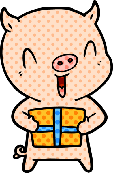 Bir insan tarafından çizilmiş mutlu çizgi film domuzu.