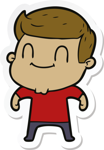 Bir insan tarafından çizilmiş, karikatür dostu bir adamın çıkartması.