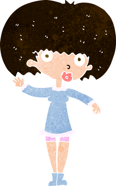 Bir insan tarafından çizilmiş bir çizgi film kızı.