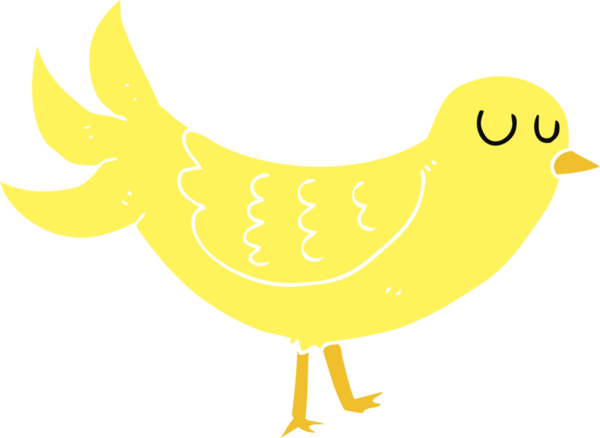 Bir insan tarafından çizilen kuşun düz renk çizimi