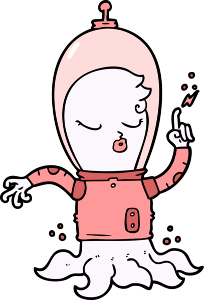 Bir insan tarafından çizilmiş sevimli bir uzaylı çizgi filmi.