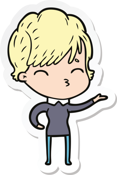 Bir insan tarafından çizilmiş bir karikatür kadının çıkartması.