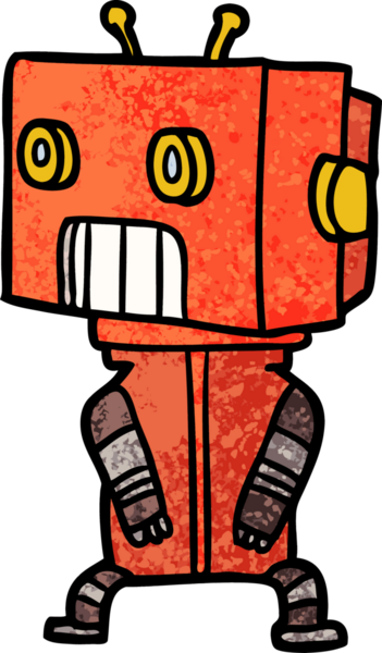 Bir insan tarafından çizilmiş çizgi film robotu