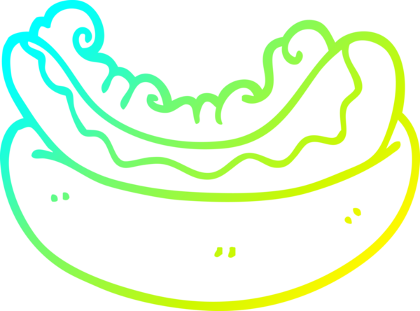 Bir insan tarafından çizilmiş sosisli sandviçin soğuk gradyan çizimi.