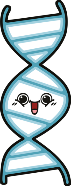 Bir insan tarafından çizilmiş DNA iplikçikli şirin bir çizgi film.