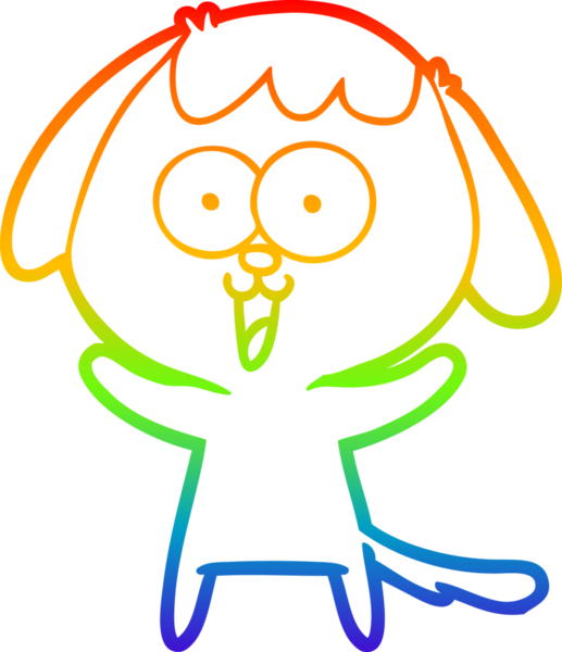 Gökkuşağı gradyan çizimi. Bir insan tarafından çizilmiş şirin bir köpek çizimi.