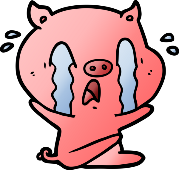 Bir insan tarafından çizilmiş ağlayan domuz çizgi filmi.