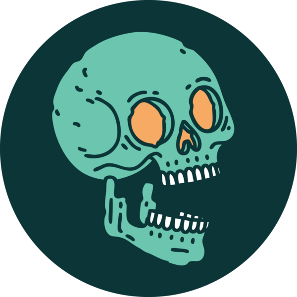 Bir insan tarafından çizilmiş bir kafatasının ikonik dövme şekli