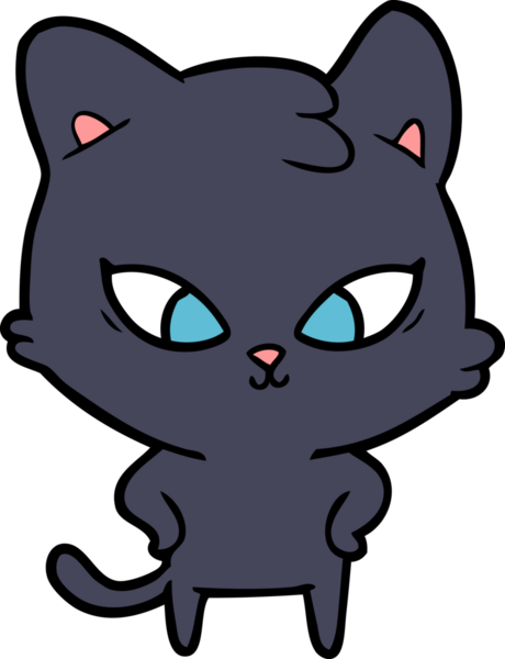 Bir insan tarafından çizilmiş sevimli çizgi film kedisi.