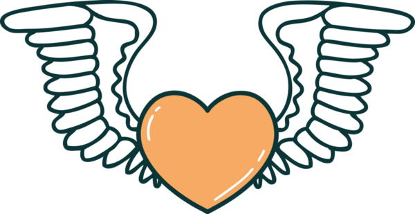 Bir insan tarafından çizilmiş kanatlı bir kalbin ikonik dövme görüntüsü