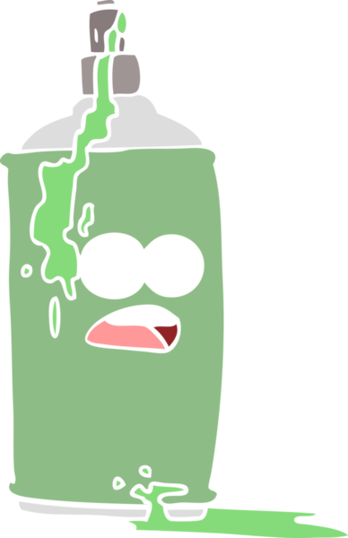 Bir insan tarafından çizilmiş düz renkli sprey boya kutusu.