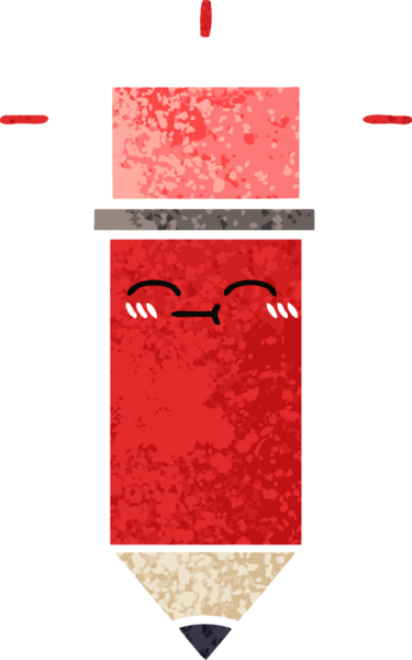 Bir insan tarafından çizilmiş bir kalemin retro çizim tarzı karikatürü