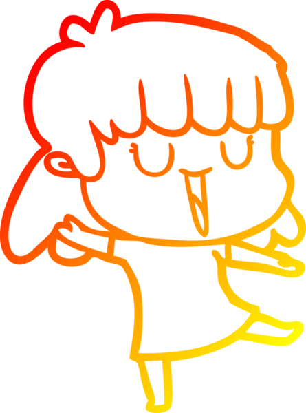 Bir insan tarafından çizilmiş gülen çizgi film kadını çizimi.