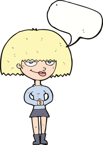 Bir insan tarafından çizilmiş konuşma balonu olan sinsi bir kadın.