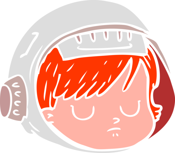 Bir insan tarafından çizilmiş düz renk çizgi film astronot yüzü