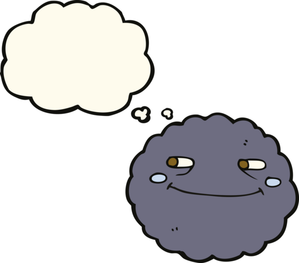 Bir insan tarafından çizilmiş düşünce baloncuklu mutlu yağmur bulutu.