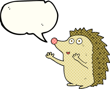 El yazısıyla çizilmiş çizgi roman konuşma balonu. Bir insan tarafından çizilmiş şirin kirpi.