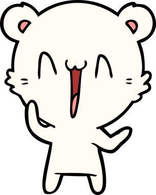 Bir insan tarafından çizilmiş gülen kutup ayısı çizgi filmi.