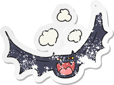 Bir insan tarafından çizilmiş bir cadılar bayramı yarasasının gerilmiş çıkartması.