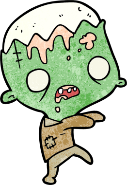 Bir insan tarafından çizilmiş şirin bir zombi çizgi filmi.