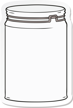 Bir insan tarafından çizilmiş boş cam kavanozun çıkartması.