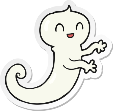 Bir insan tarafından çizilmiş bir hayaletin çıkartması.