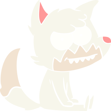 Bir insan tarafından çizilmiş düz renk çizgi film çizimi sırıtan tilki