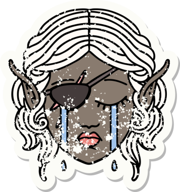 Retro Dövme Tarzı Ağlayan elf düzenbaz karakter yüzü Bir insan tarafından çizilmiş