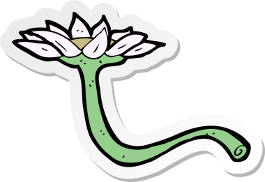 Bir insan tarafından çizilmiş karikatür çiçeğinin çıkartması.