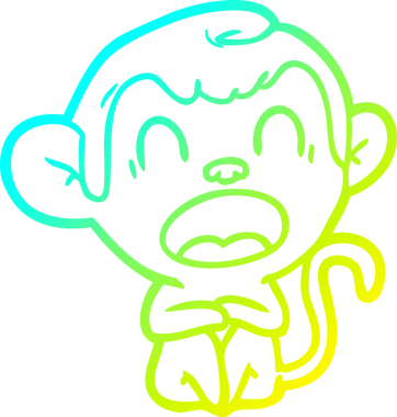 Bir insan tarafından çizilmiş esneyen çizgi film maymunu çizimi.