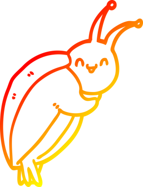 Bir insan tarafından çizilmiş sevimli bir karikatür böceğinin sıcak çizgi çizimi