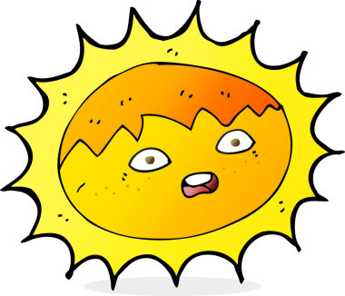 Bir insan tarafından çizilmiş çizgi film güneşi.