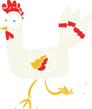 Bir insan tarafından çizilmiş tavuğun düz renk çizimi