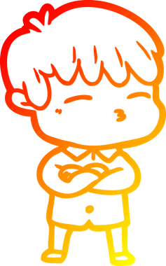 Bir insan tarafından çizilmiş, çizgi film karakteri meraklı bir çocuk çizimi.