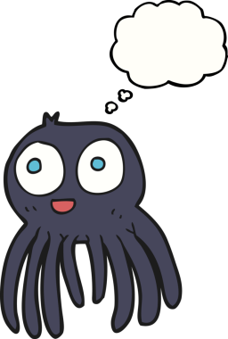 Bir insan tarafından çizilmiş serbest çizim balon karikatür örümceği.