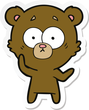 Bir insan tarafından çizilmiş şaşırmış bir ayı çizgi filminin çıkartması.