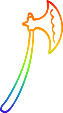 gökkuşağı gradyan çizgi çizimi bir insan tarafından çizilmiş bir balta