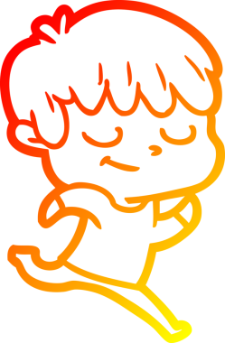 Bir insan tarafından çizilen mutlu bir çocuğun sıcak çizgi çizimi.