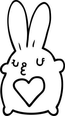 Sevgi dolu bir insan tarafından çizilmiş sevimli çizgi film tavşanı.