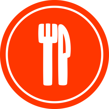 Bir insan tarafından çizilmiş bıçak ve çatal dairesel simgesi