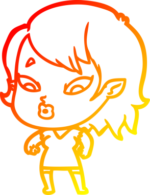 Bir insan tarafından çizilmiş sevimli bir vampir kız çizgi çizimi.