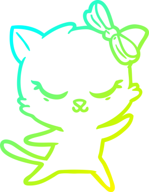 Bir insan tarafından çizilmiş bir çizgi film kedisinin soğuk gradyan çizimi