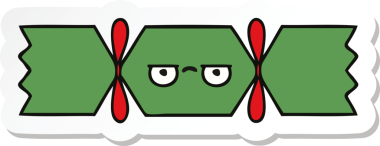 Bir insan tarafından çizilmiş şirin bir noel krakerinin çıkartması.