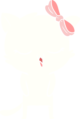 Bir insan tarafından çizilmiş düz renkli çizgi film kedisi.