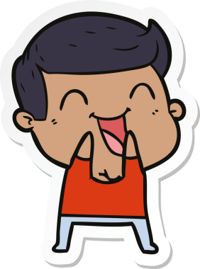 Bir insan tarafından çizilmiş bir karikatür adamın çıkartması.