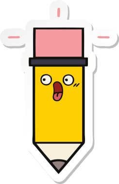 Bir insan tarafından çizilmiş şirin bir karikatür kalemi çıkartması.