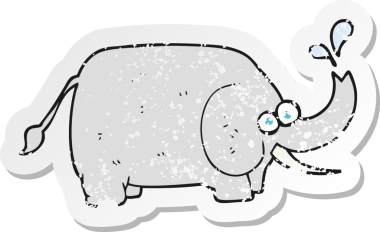 Bir insan tarafından çizilmiş karikatür filinin gerilmiş çıkartması.